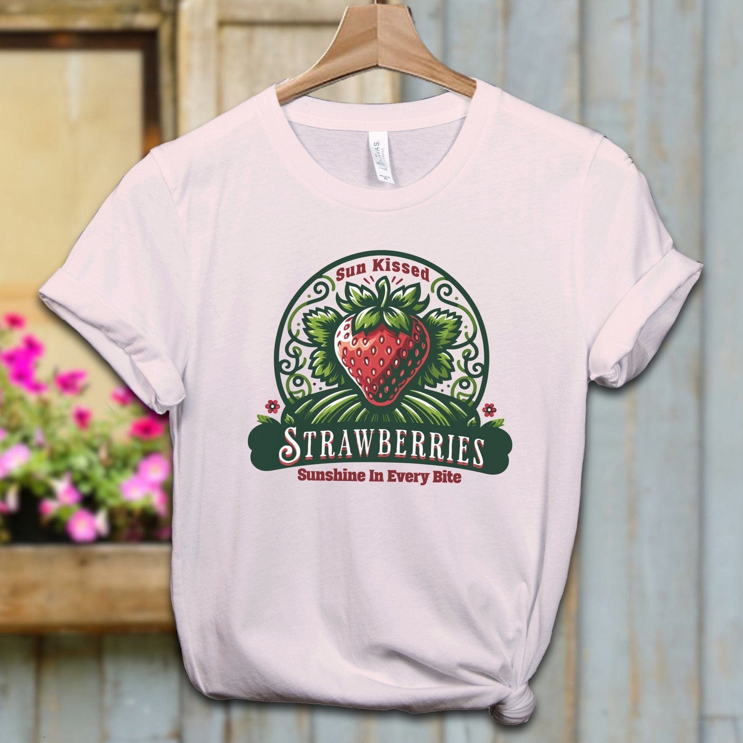 Ladies Shirt Soft Pink / XS / Adult T-shirt Sun Kissed Strawberries Shirt