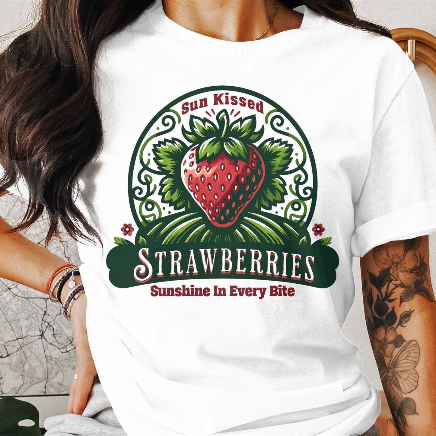 Ladies Shirt Sun Kissed Strawberries Shirt