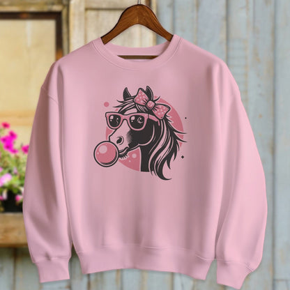 Ladies Shirt Sweatshirts / Light Pink / S Bubble Gum Horse Shirt