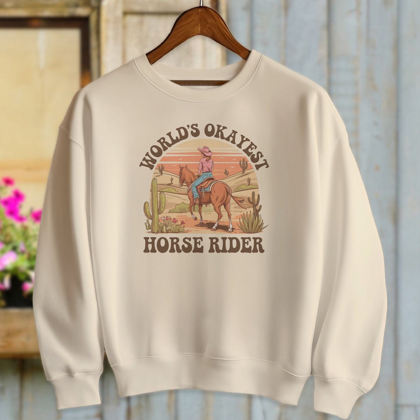 Ladies Shirt Sweatshirts / Sand / S World's Okayest Horse Rider Shirt