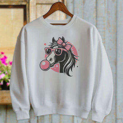 Ladies Shirt Sweatshirts / Sport Grey / S Bubble Gum Horse Shirt