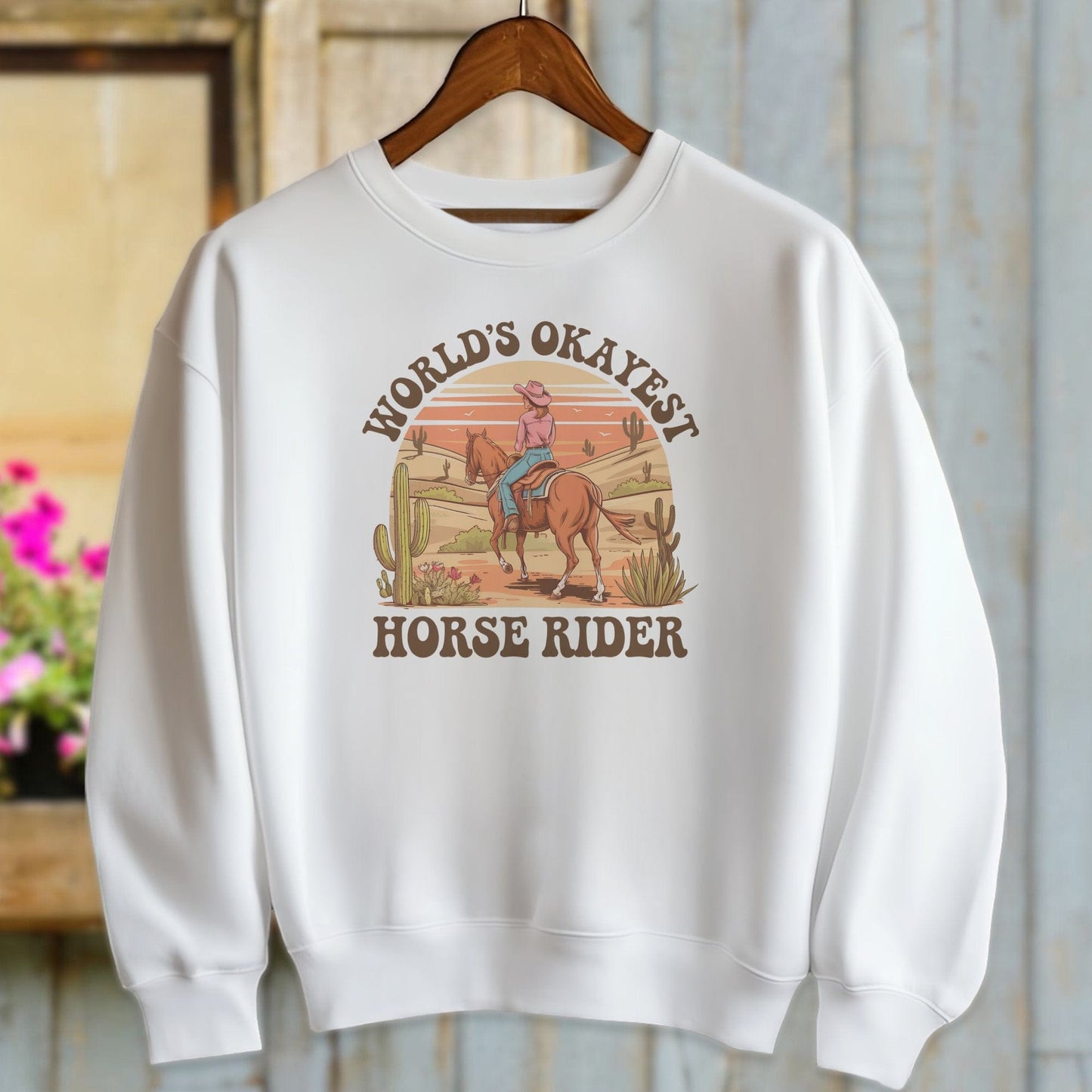 Ladies Shirt Sweatshirts / White / S World's Okayest Horse Rider Shirt