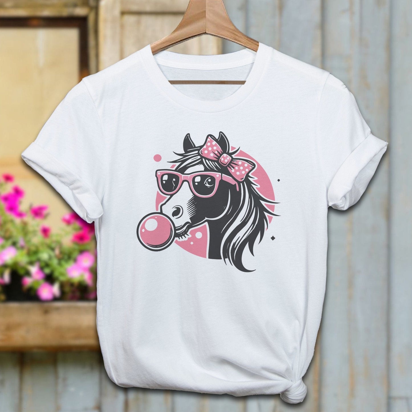 Ladies Shirt T-Shirts / Ash / XS Bubble Gum Horse Shirt