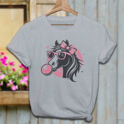 Ladies Shirt T-Shirts / Athletic Heather / XS Bubble Gum Horse Shirt