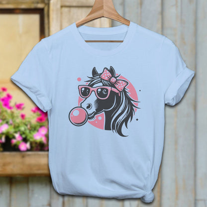 Ladies Shirt T-Shirts / Baby Blue / XS Bubble Gum Horse Shirt