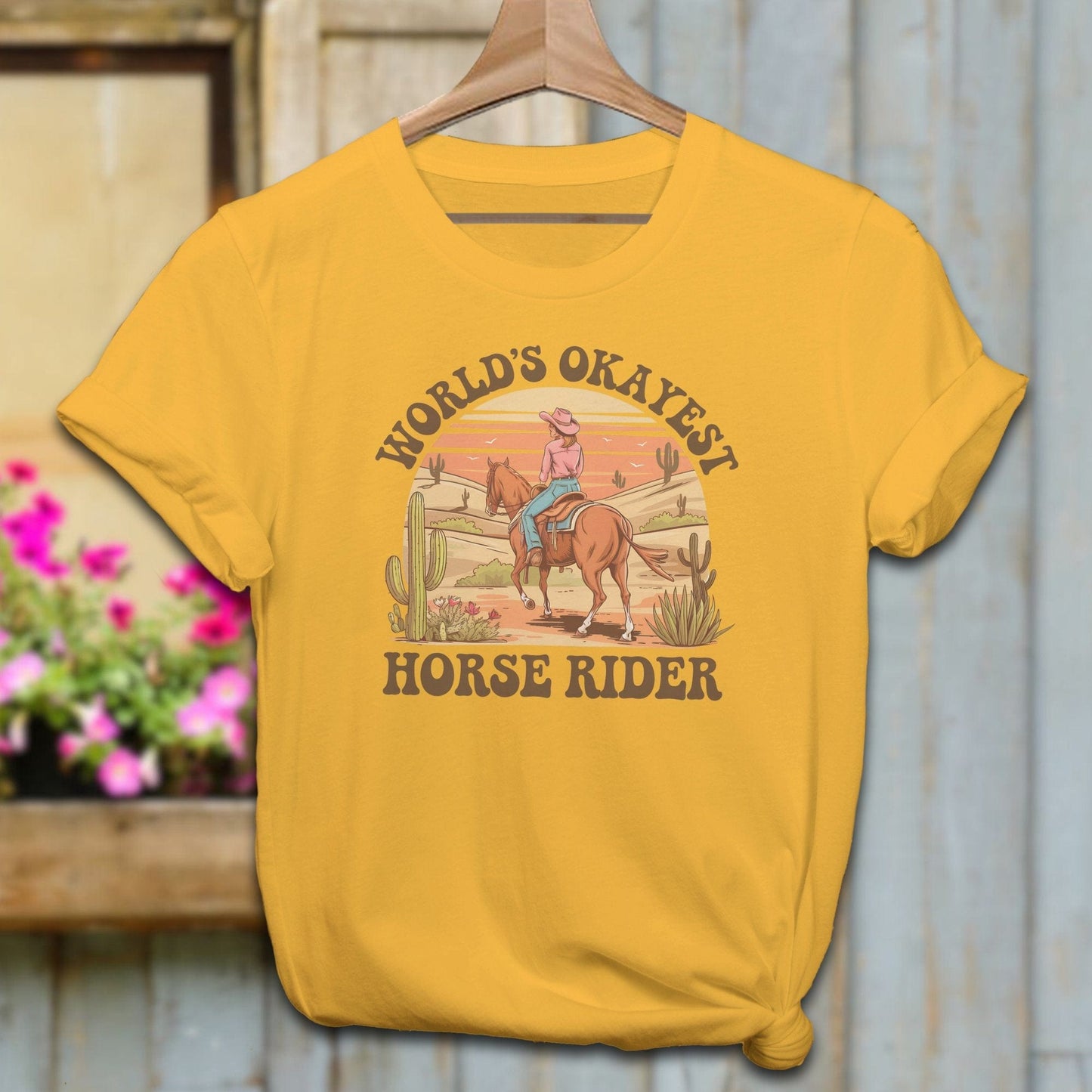 Ladies Shirt T-Shirts / Gold / XS World's Okayest Horse Rider Shirt