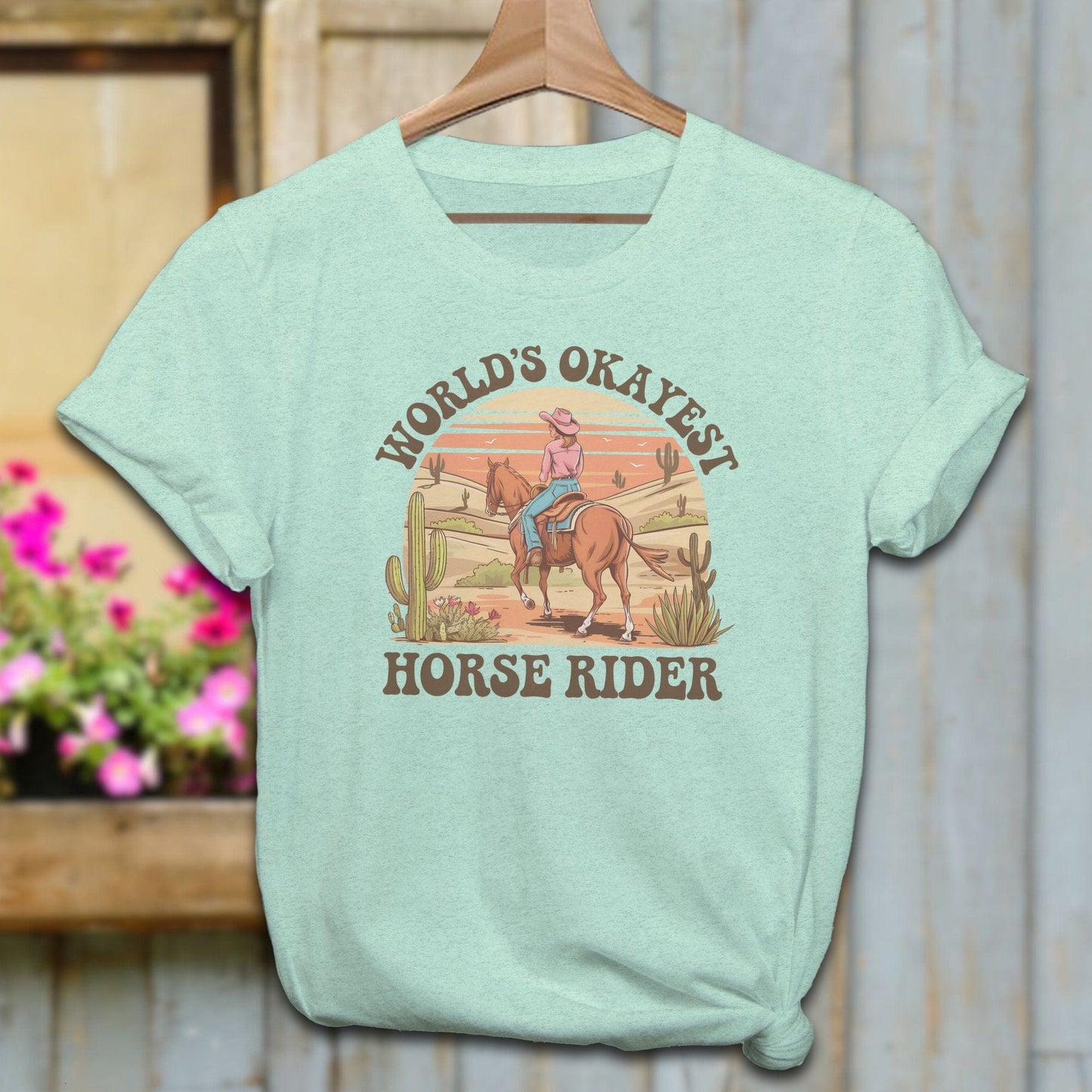 Ladies Shirt T-Shirts / Heather Mint / XS World's Okayest Horse Rider Shirt