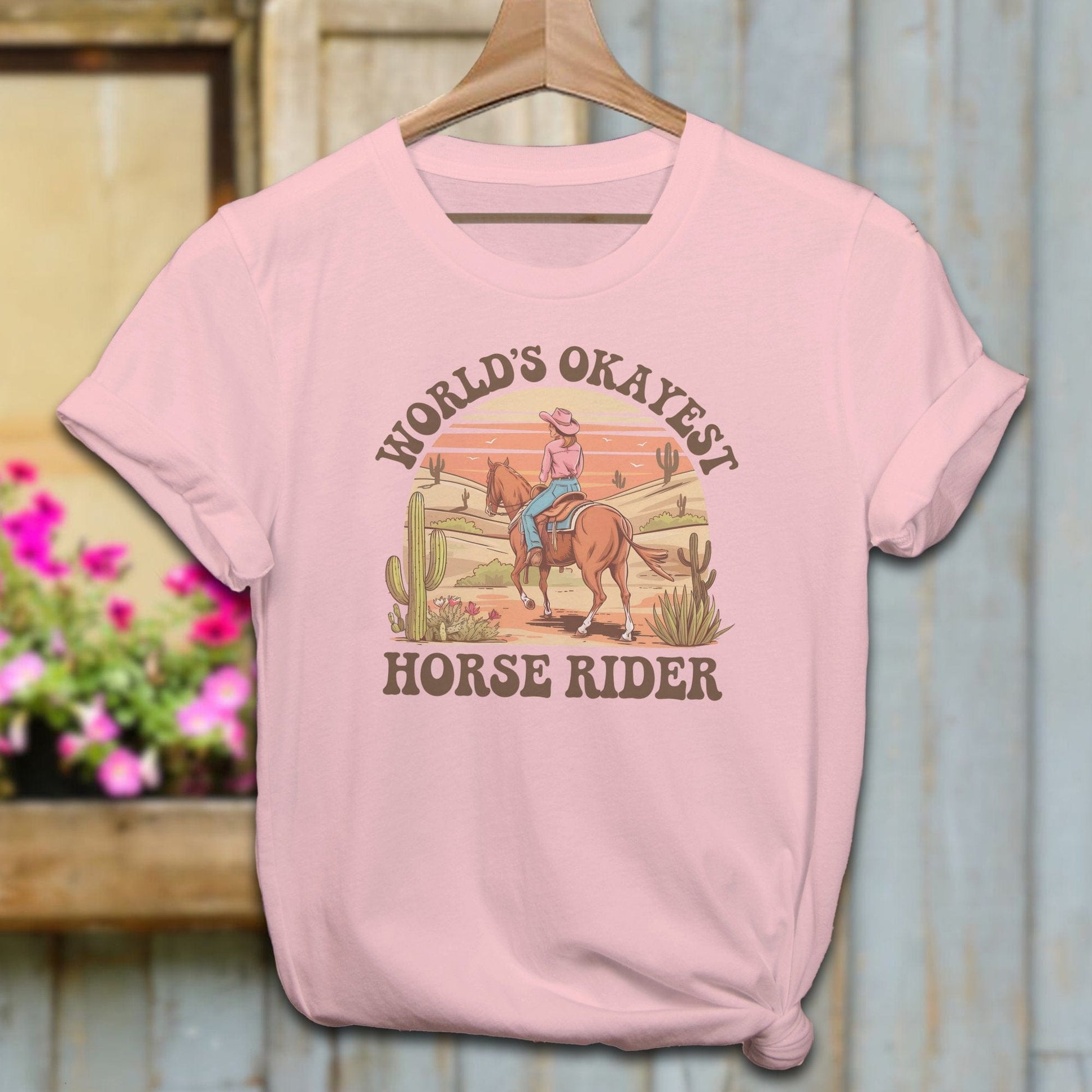 Ladies Shirt T-Shirts / Pink / XS World's Okayest Horse Rider Shirt