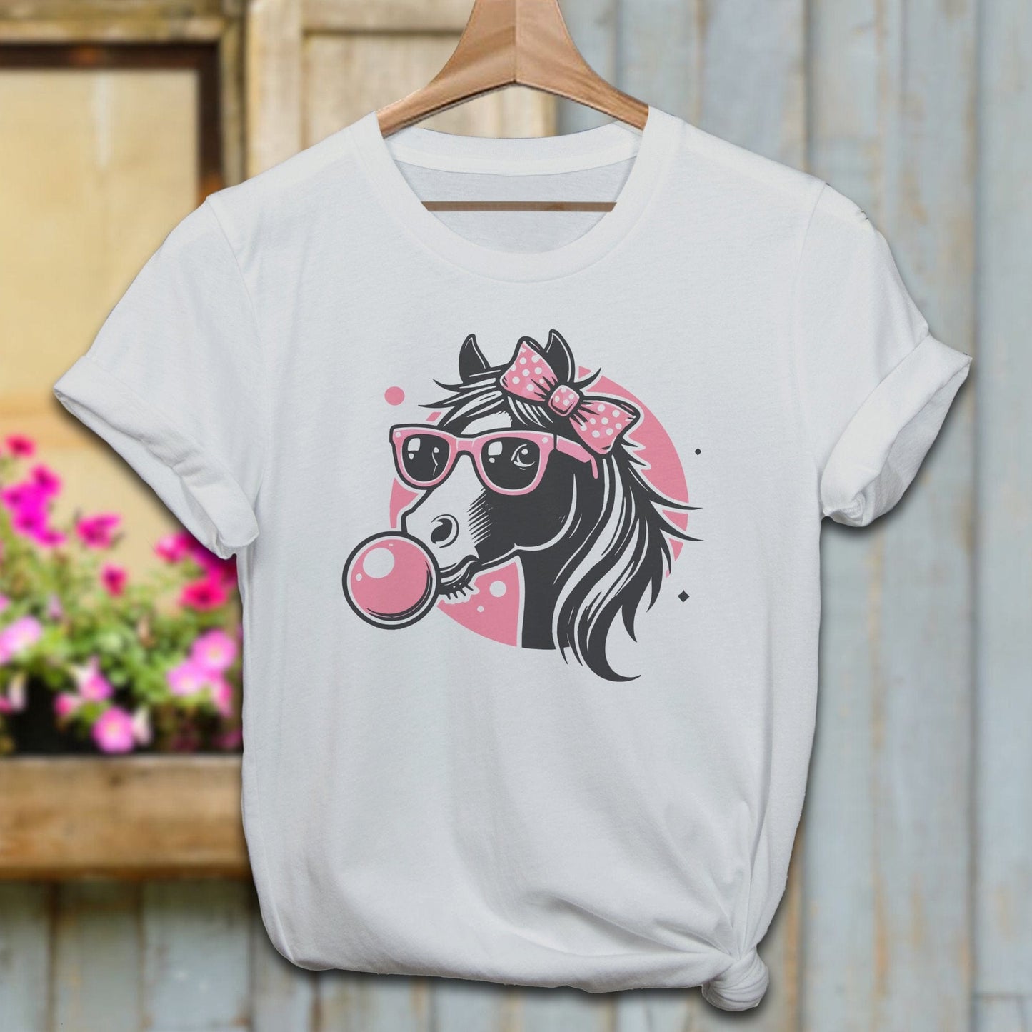 Ladies Shirt T-Shirts / Silver / XS Bubble Gum Horse Shirt