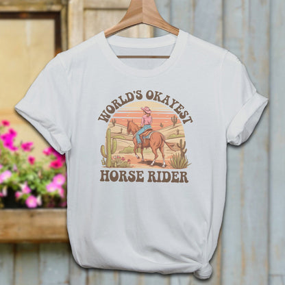 Ladies Shirt T-Shirts / Silver / XS World's Okayest Horse Rider Shirt