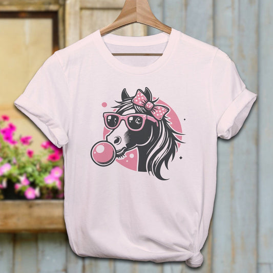 Ladies Shirt T-Shirts / Soft Pink / XS Bubble Gum Horse Shirt