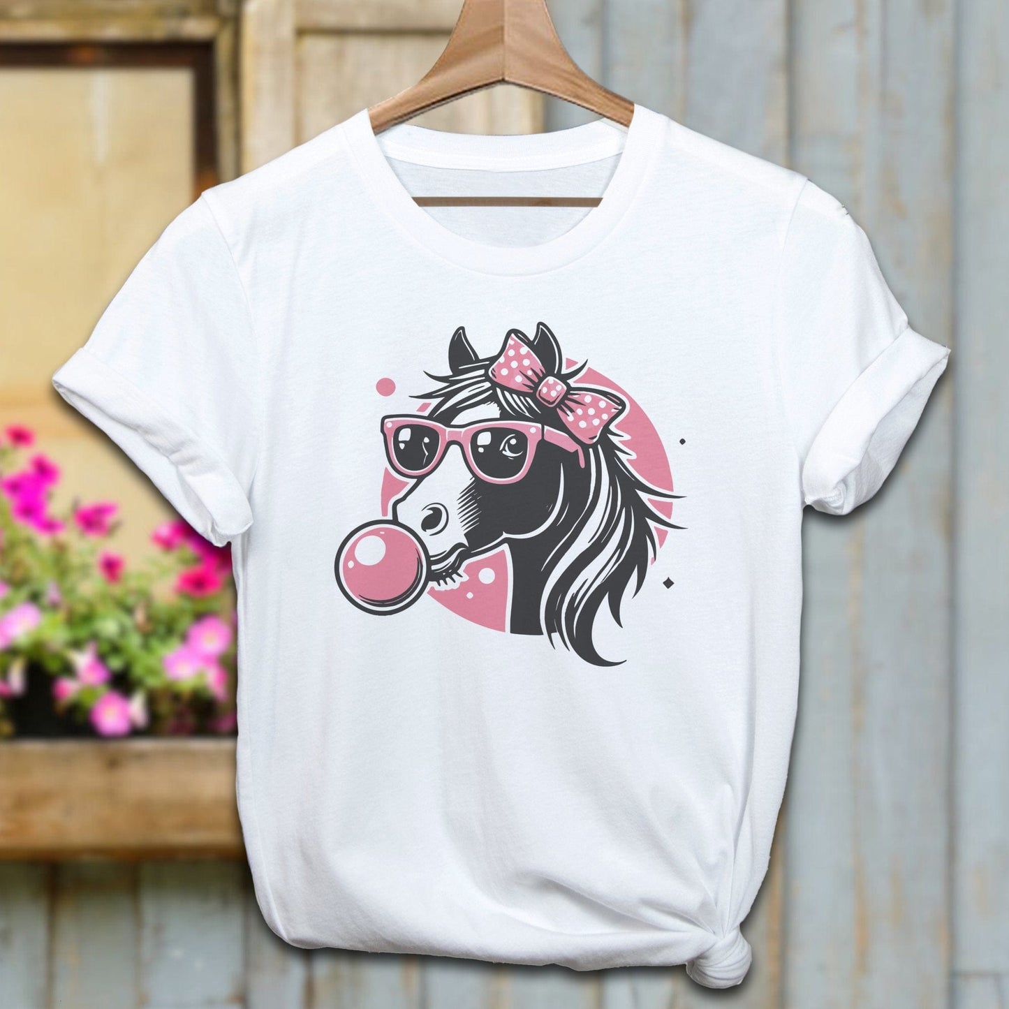 Ladies Shirt T-Shirts / White / XS Bubble Gum Horse Shirt