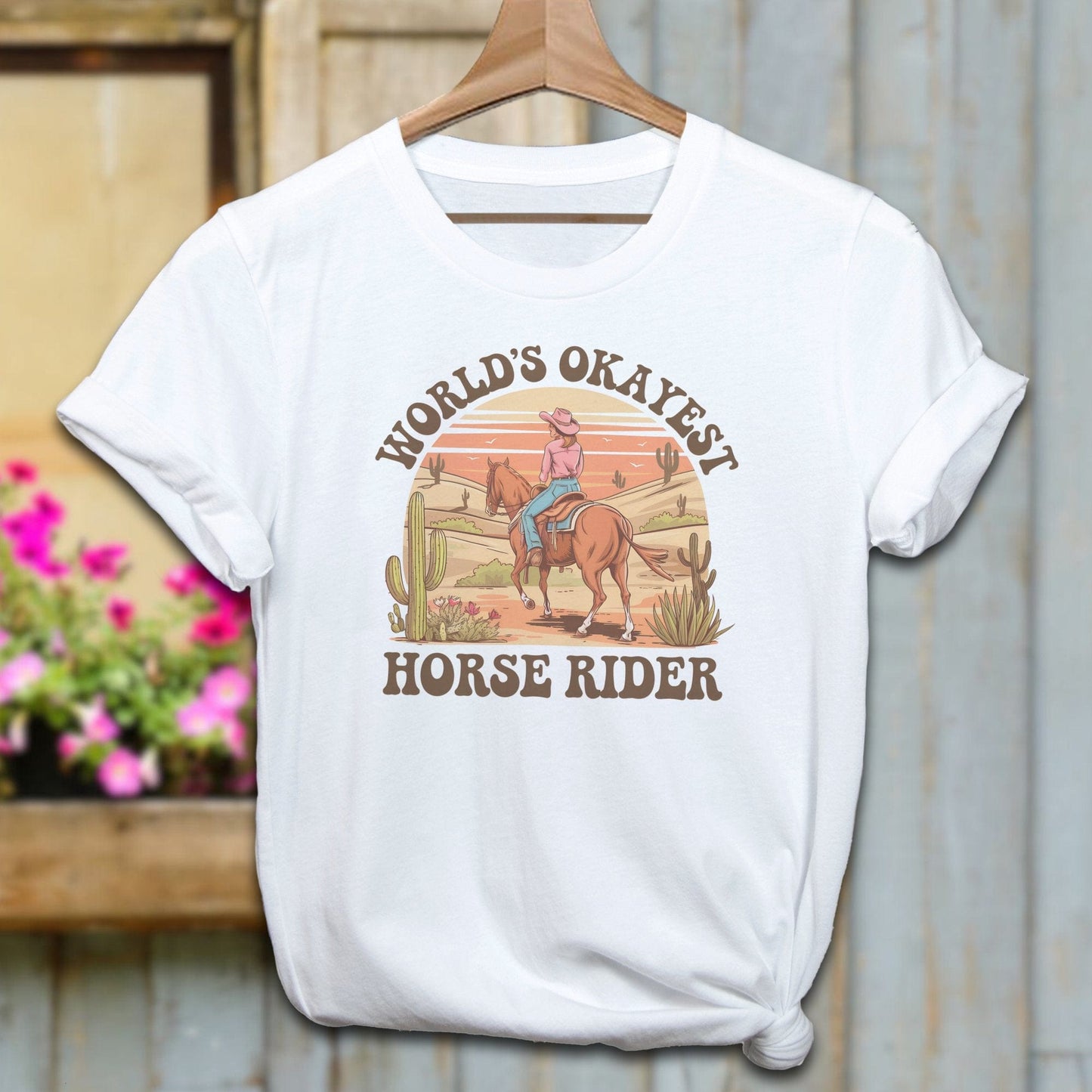 Ladies Shirt T-Shirts / White / XS World's Okayest Horse Rider Shirt