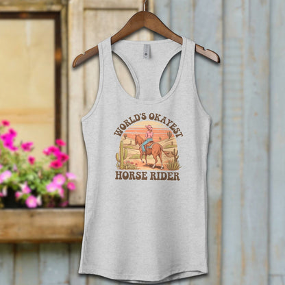 Ladies Shirt Tank Tops / Heather Grey / XS World's Okayest Horse Rider Shirt