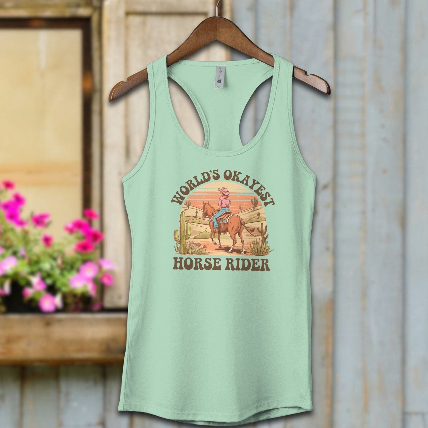 Ladies Shirt Tank Tops / Mint / XS World's Okayest Horse Rider Shirt