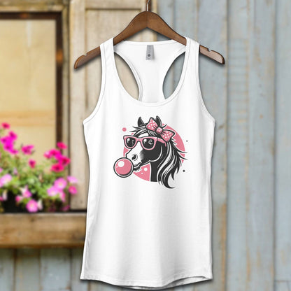 Ladies Shirt Tank Tops / White / XS Bubble Gum Horse Shirt