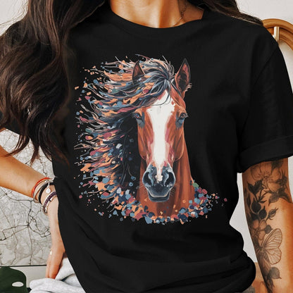 Ladies Shirt Vibrant Horse Splatter Shirt