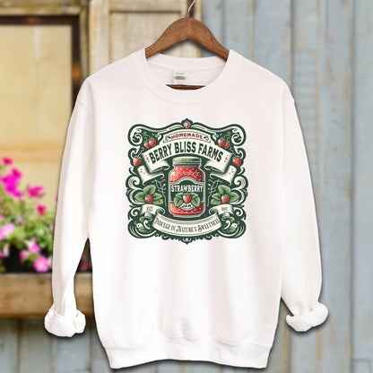 Ladies Shirt White / S / Adult Sweatshirt Berry Bliss Farms Strawberry Jam Shirt