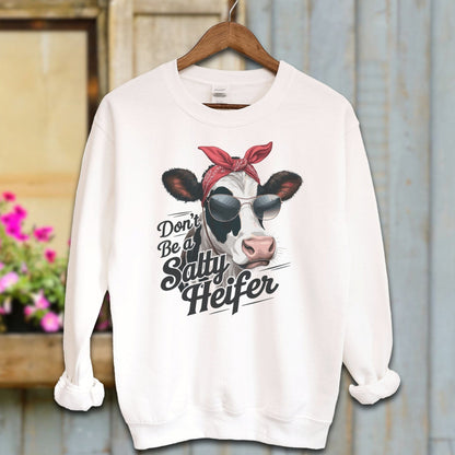 Ladies Shirt White / S / Adult Sweatshirt Don't Be a Salty Heifer Shirt