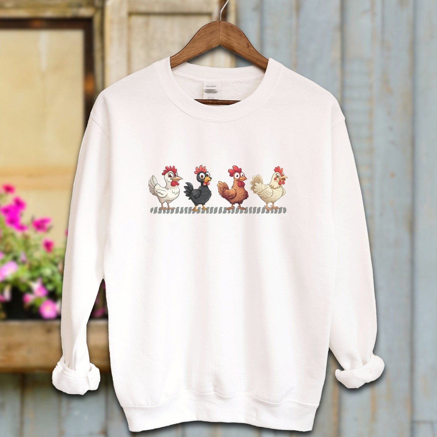 Ladies Shirt White / S / Adult Sweatshirt Funny Chicken Shirt