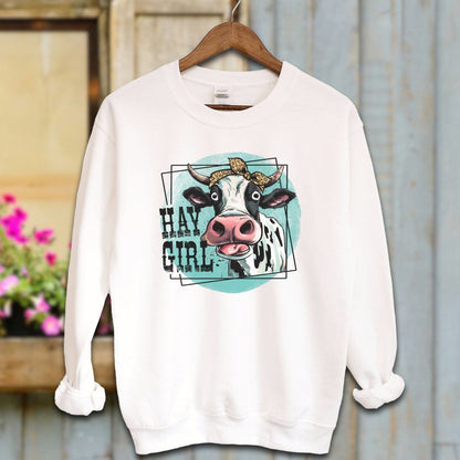 Ladies Shirt White / S / Adult Sweatshirt Hay Girl Cow Shirt