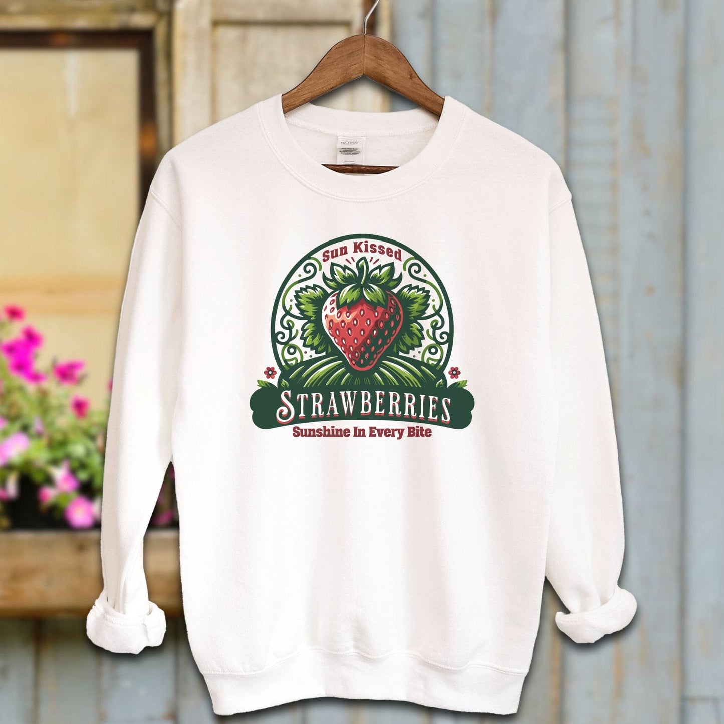 Ladies Shirt White / S / Adult Sweatshirt Sun Kissed Strawberries Shirt