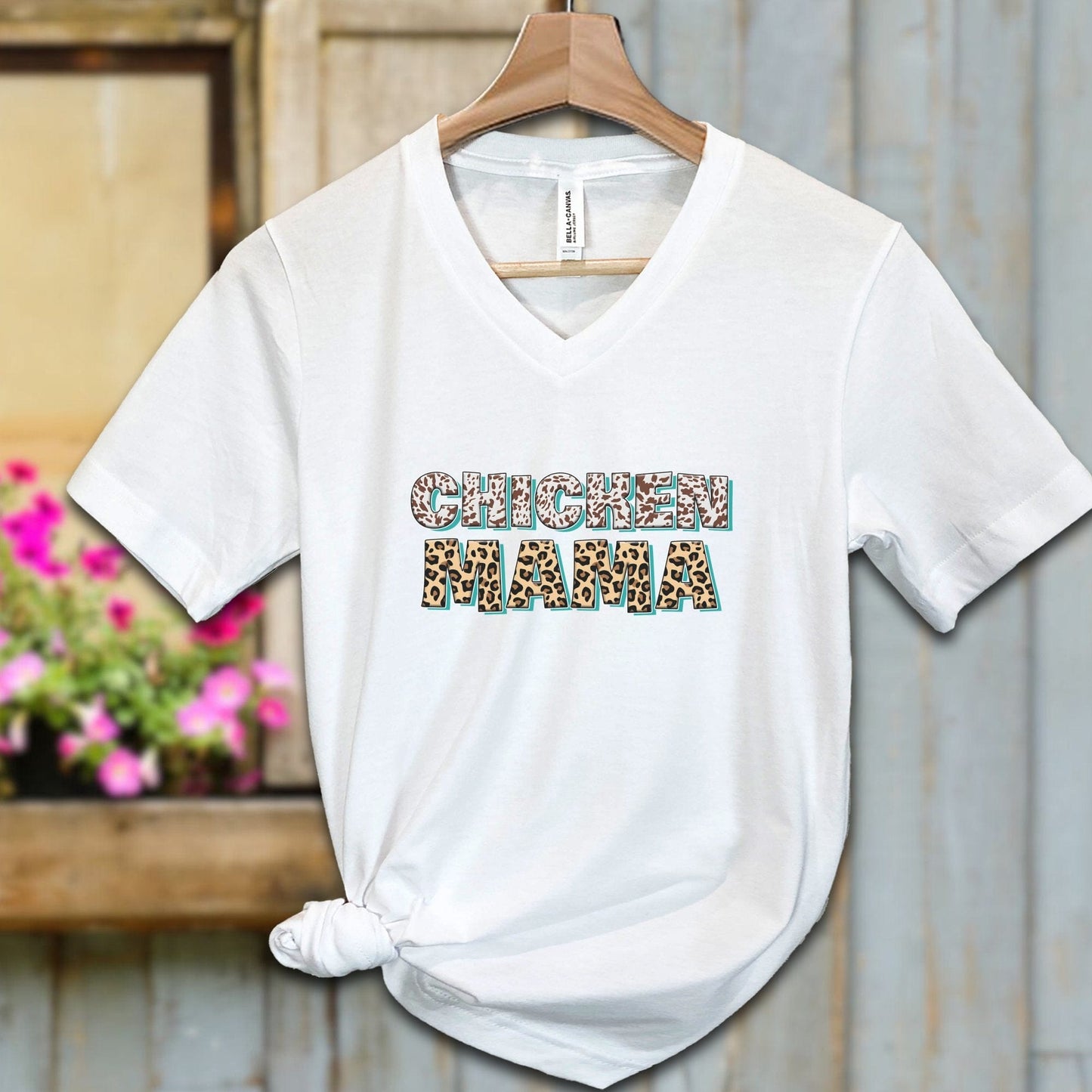 Ladies Shirt White / S / Adult V-neck Chicken Mama Fun Shirt