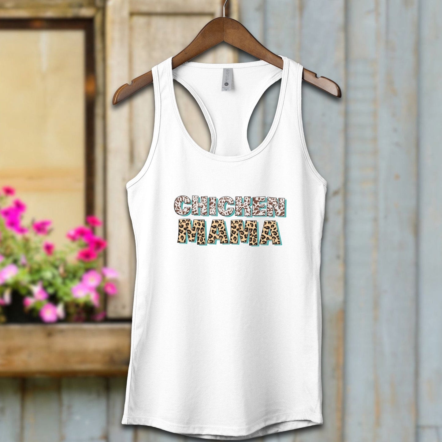 Ladies Shirt White / XS / Adult Racerback Chicken Mama Fun Shirt