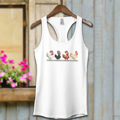 Ladies Shirt White / XS / Adult Racerback Funny Chicken Shirt