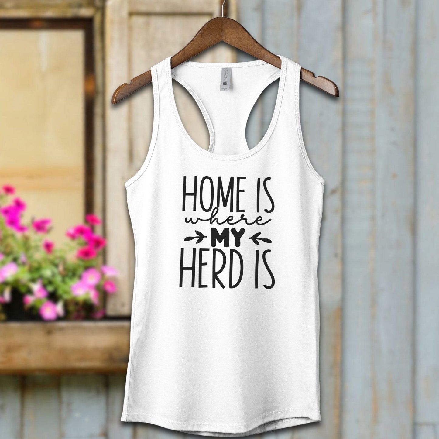 Ladies Shirt White / XS / Adult Racerback Home Is Where My Herd Is Shirt