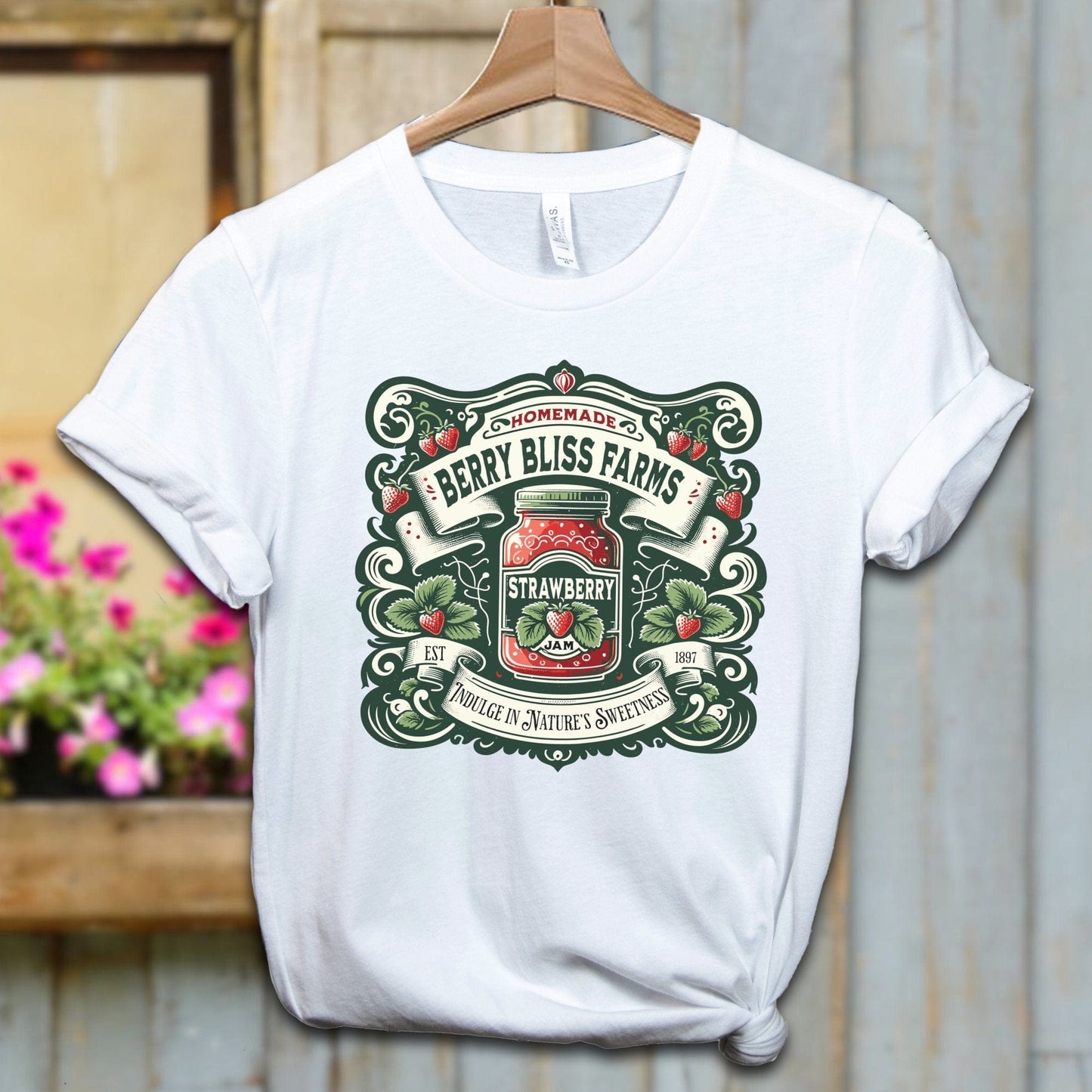 Ladies Shirt White / XS / Adult T-shirt Berry Bliss Farms Strawberry Jam Shirt