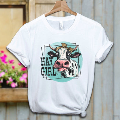 Ladies Shirt White / XS / Adult T-shirt Hay Girl Cow Shirt