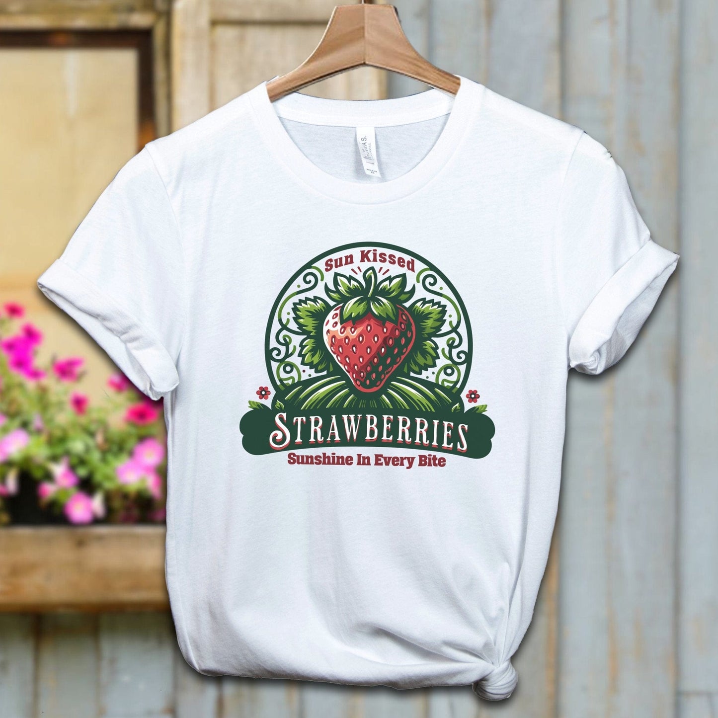 Ladies Shirt White / XS / Adult T-shirt Sun Kissed Strawberries Shirt