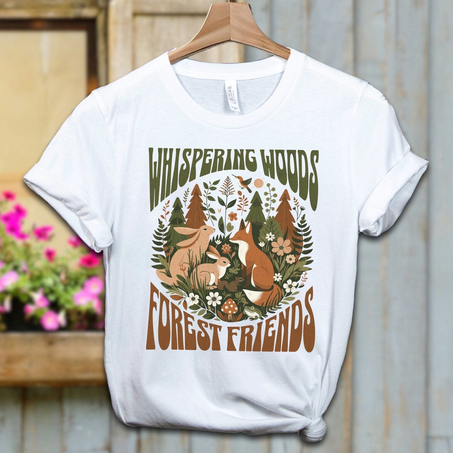 Ladies Shirt White / XS / Adult T-shirt Whispering Woods Forest Friends Shirt