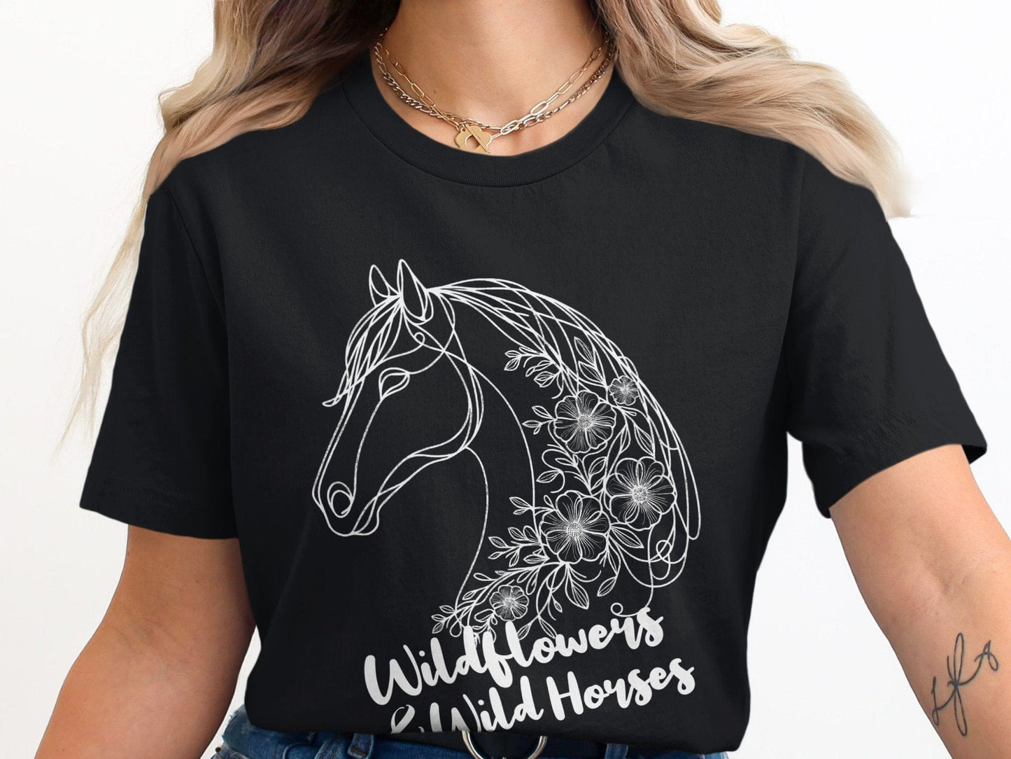 Ladies Shirt Wildflowers And Wild Horses Shirt