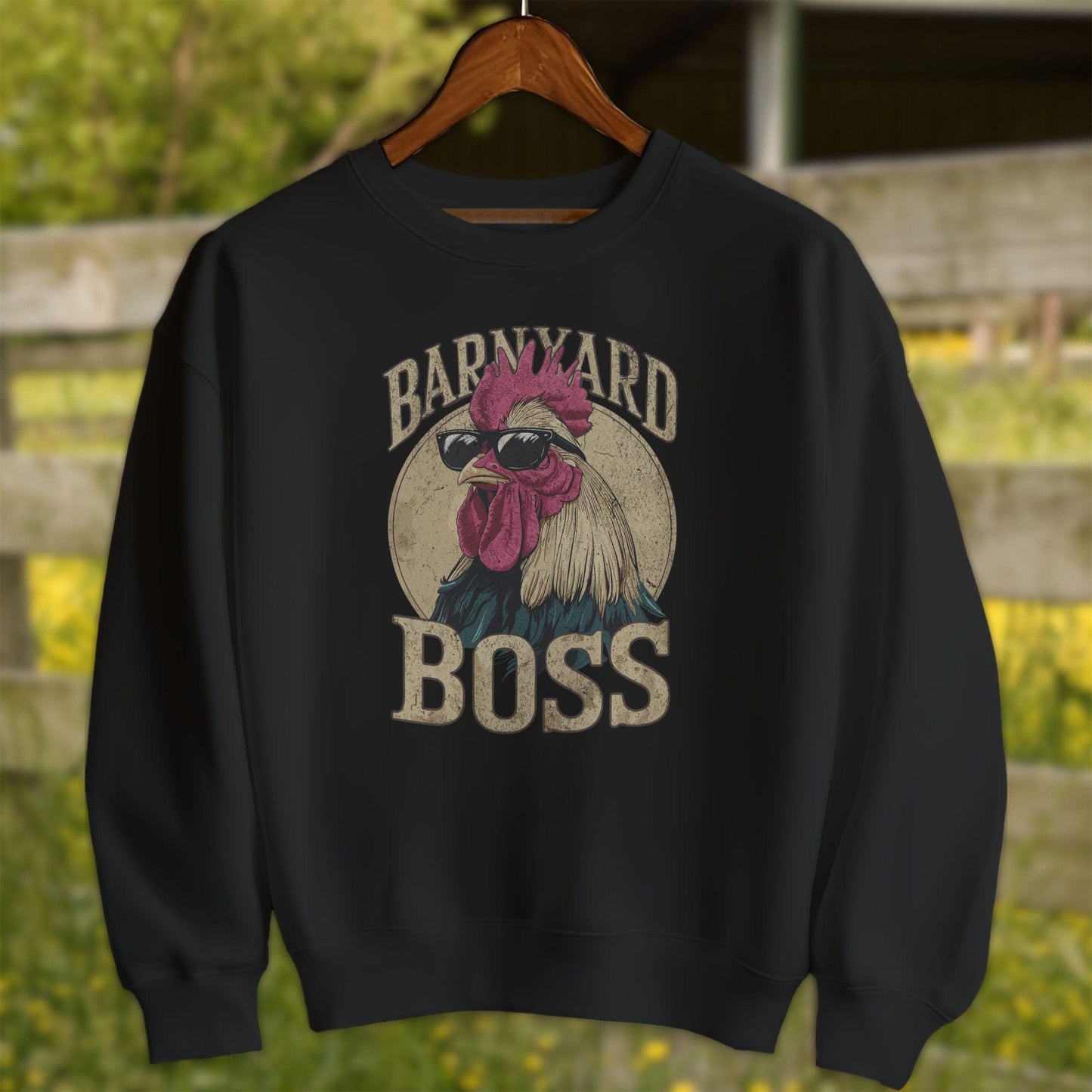 Mens Shirts Adult Sweatshirt / Black / S Barnyard Boss Rooster Shirt