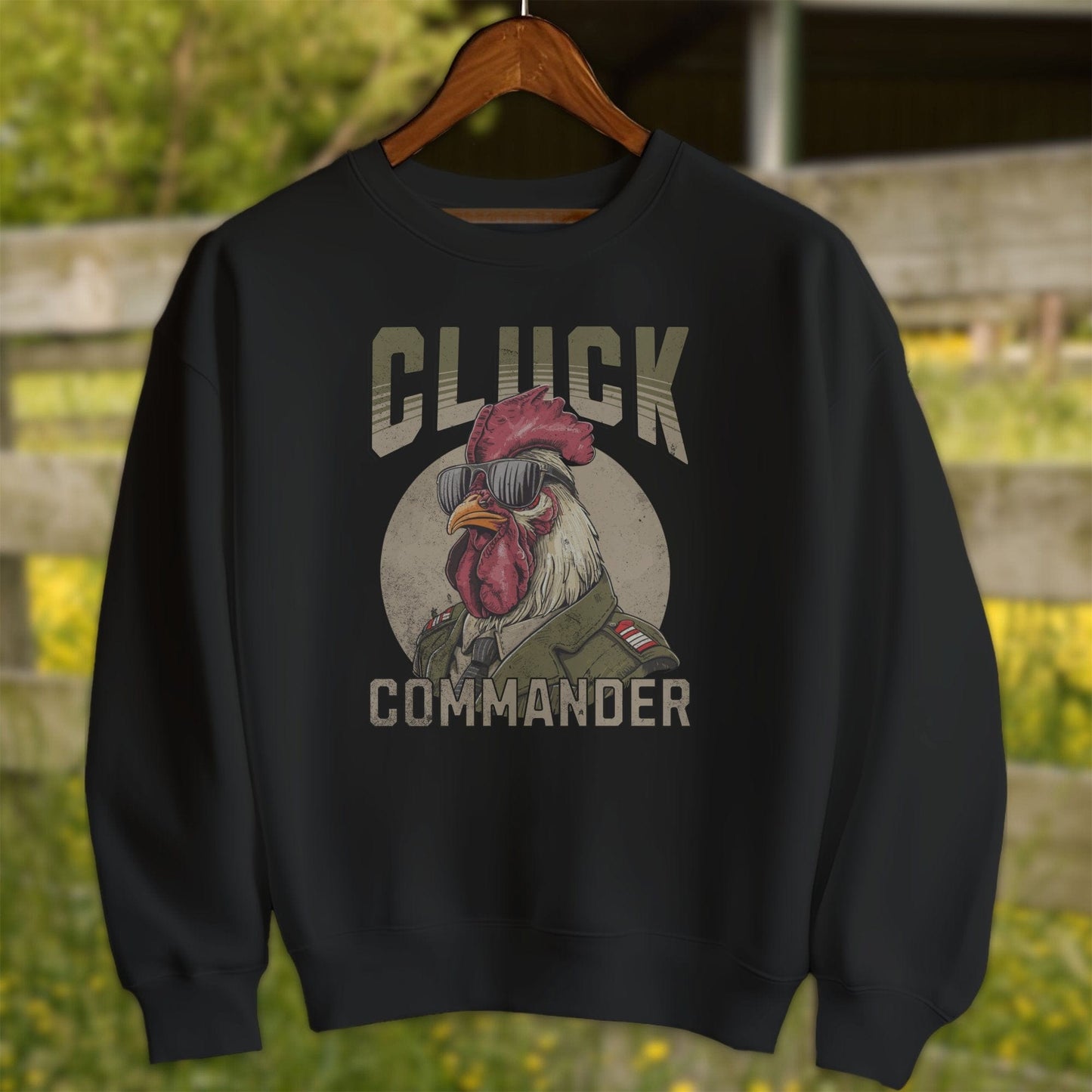 Mens Shirts Adult Sweatshirt / Black / S Cluck Commander Shirt