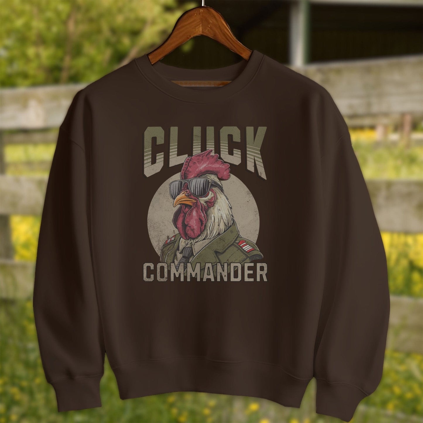 Mens Shirts Adult Sweatshirt / Dark Chocolate / S Cluck Commander Shirt