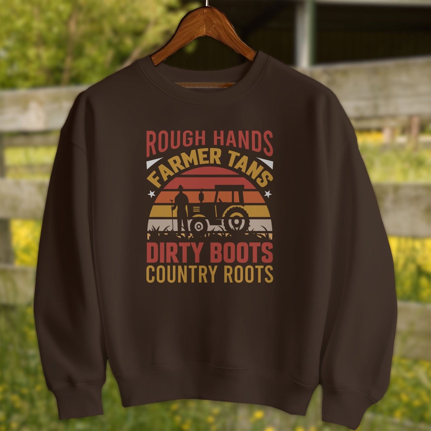 Mens Shirts Adult Sweatshirt / Dark Chocolate / S Rough Hands Farmer Tans Shirt