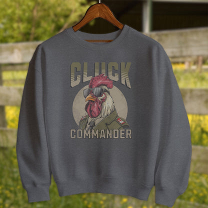 Mens Shirts Adult Sweatshirt / Dark Heather / S Cluck Commander Shirt