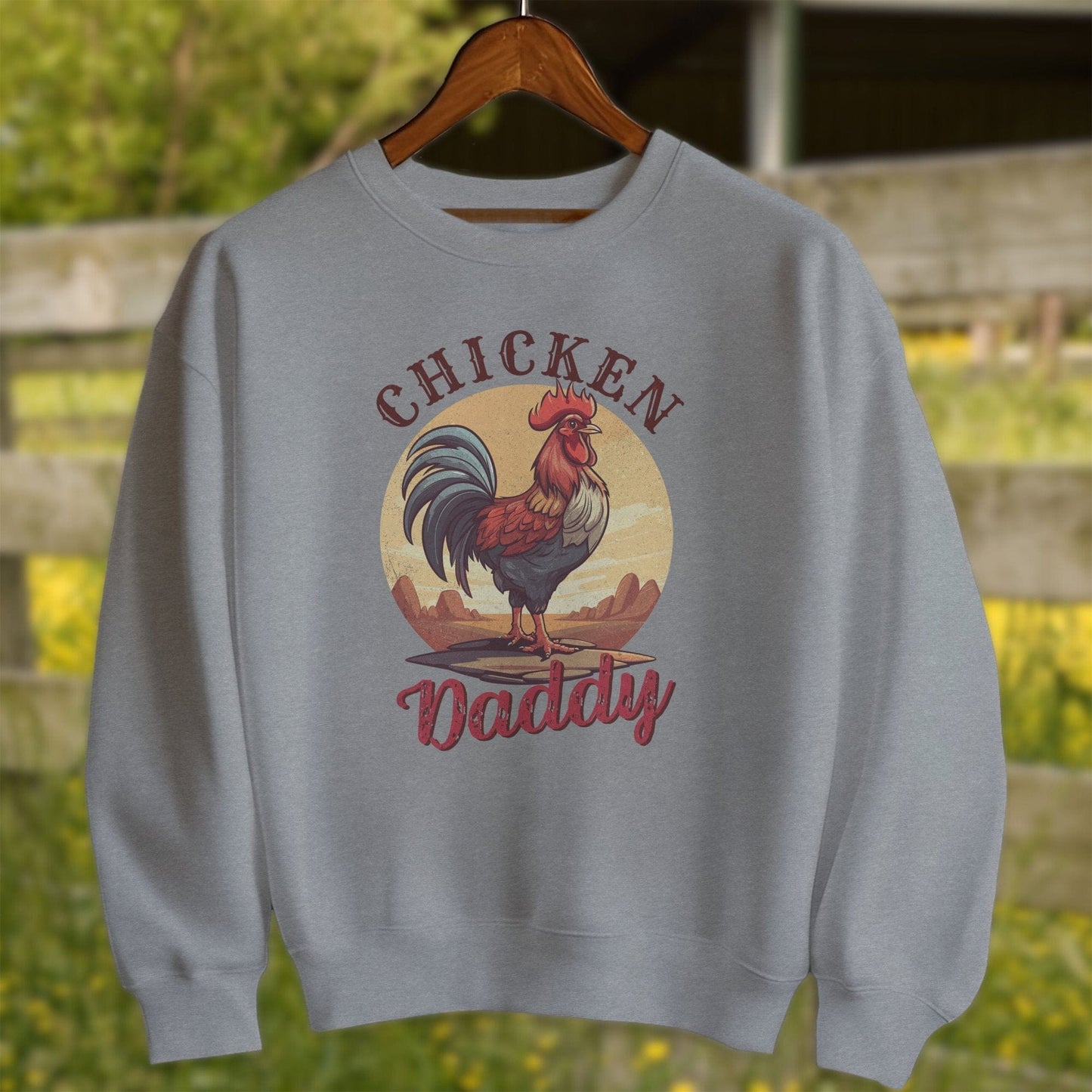 Mens Shirts Adult Sweatshirt / Graphite Heather / S Chicken Daddy Rooster Shirt