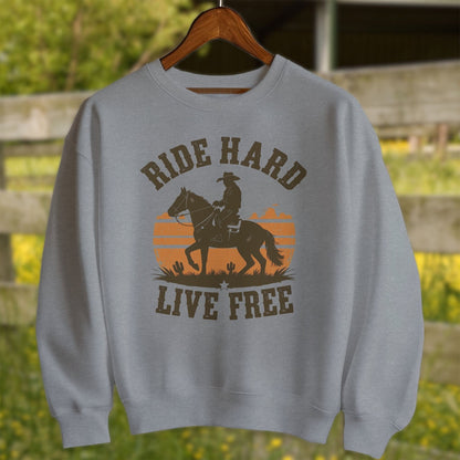 Mens Shirts Adult Sweatshirt / Graphite Heather / S Ride Hard Live Free Shirt