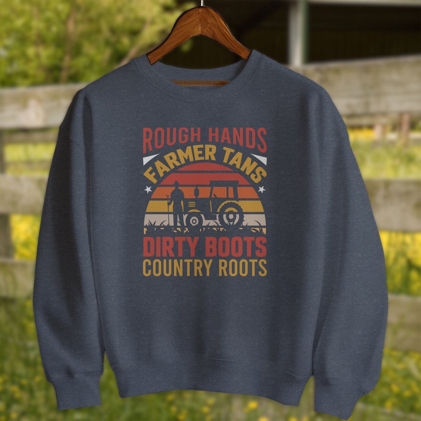 Mens Shirts Adult Sweatshirt / Heather Sport Dark Navy / S Rough Hands Farmer Tans Shirt