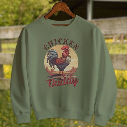 Mens Shirts Adult Sweatshirt / Military Green / S Chicken Daddy Rooster Shirt