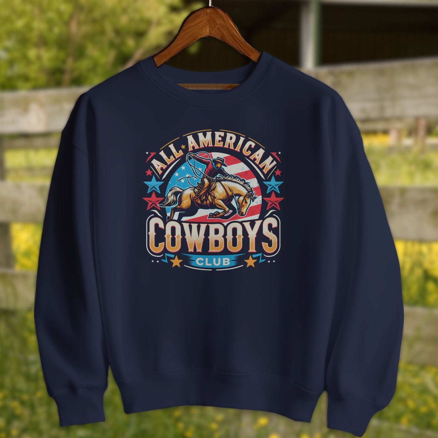 Mens Shirts Adult Sweatshirt / Navy / S All American Cowboys Club Shirt