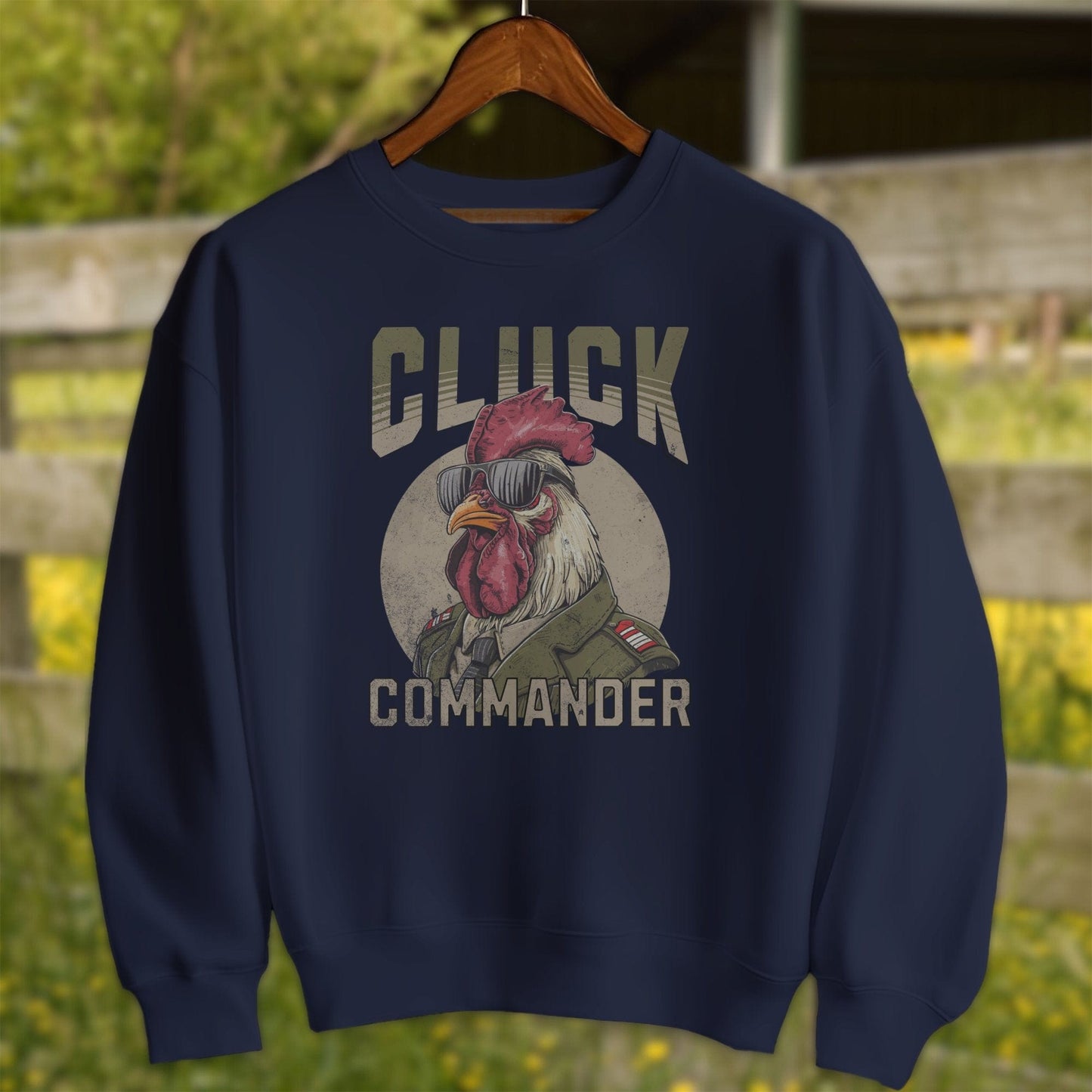 Mens Shirts Adult Sweatshirt / Navy / S Cluck Commander Shirt