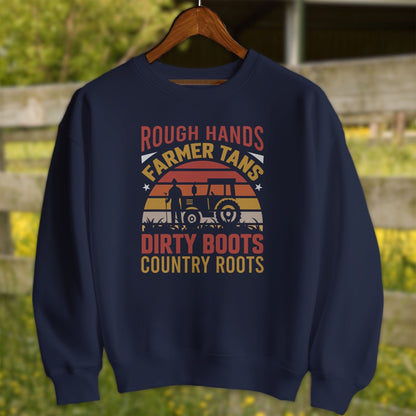 Mens Shirts Adult Sweatshirt / Navy / S Rough Hands Farmer Tans Shirt