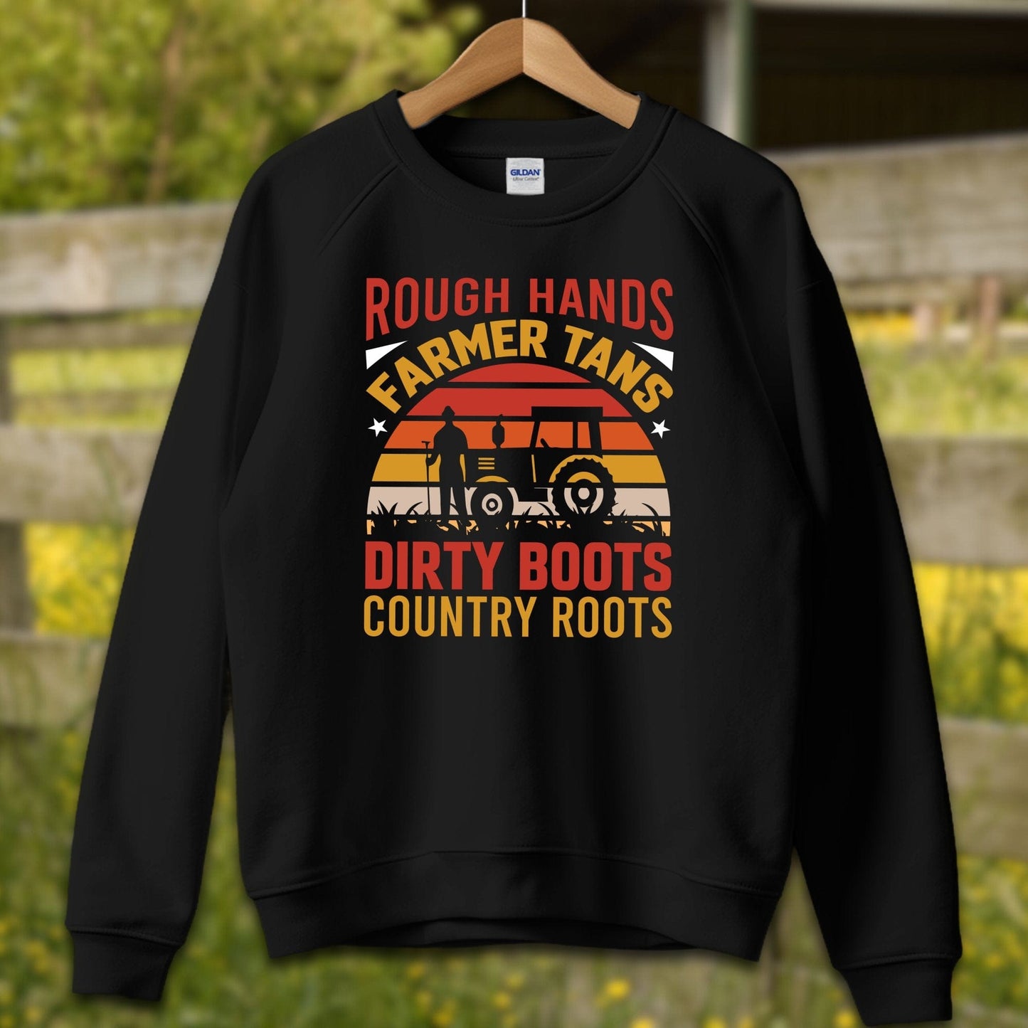 Mens Shirts Adult Sweatshirt / S / Black Rough Hands Farmer Tans Shirt