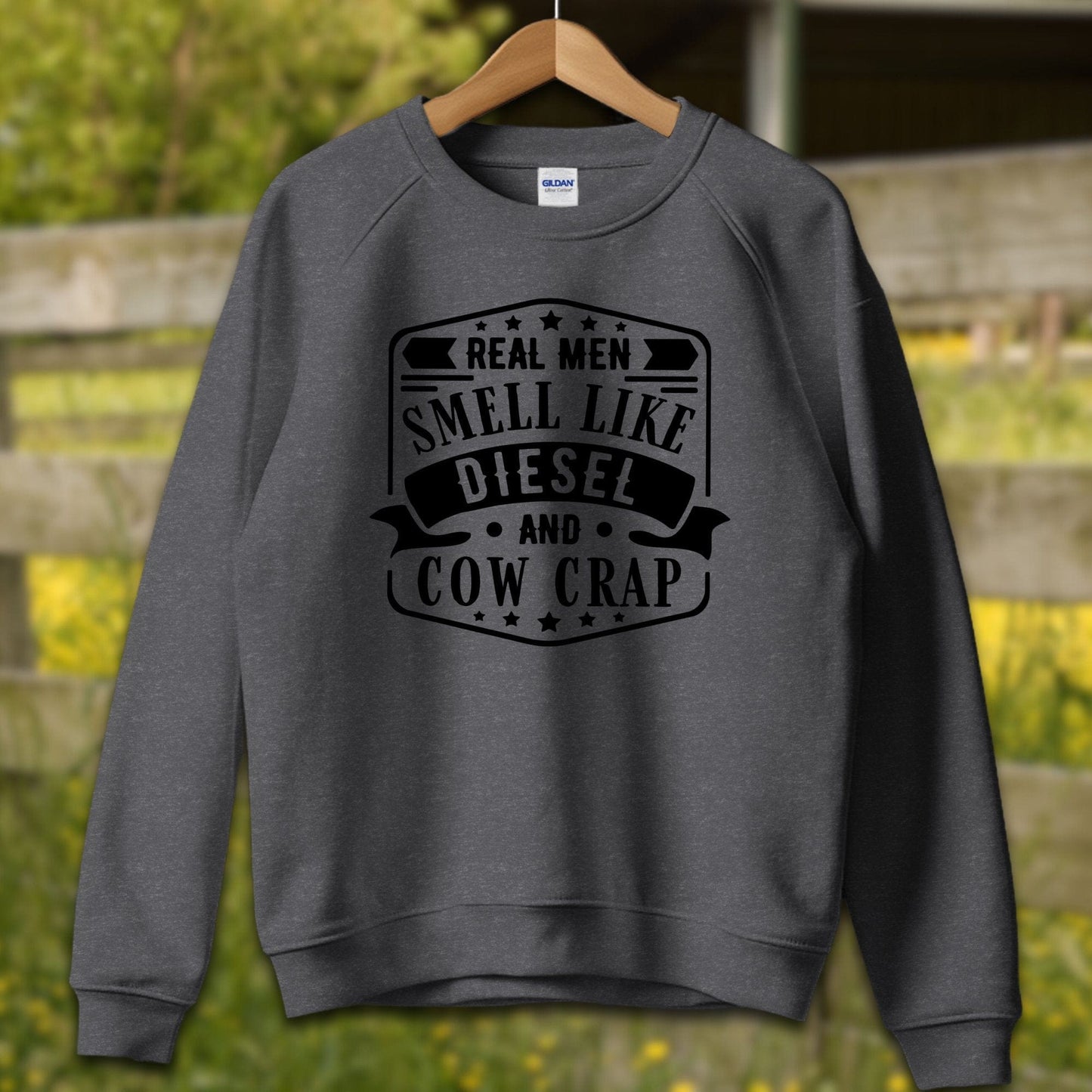 Mens Shirts Adult Sweatshirt / S / Dark Heather Real Men Smell Like Diesel Shirt