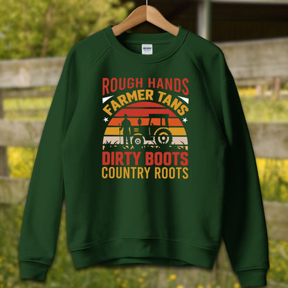 Mens Shirts Adult Sweatshirt / S / Forest Green Rough Hands Farmer Tans Shirt